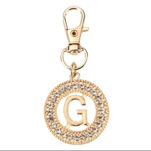 Gold and Silver Crystal Keychain Charm "G"